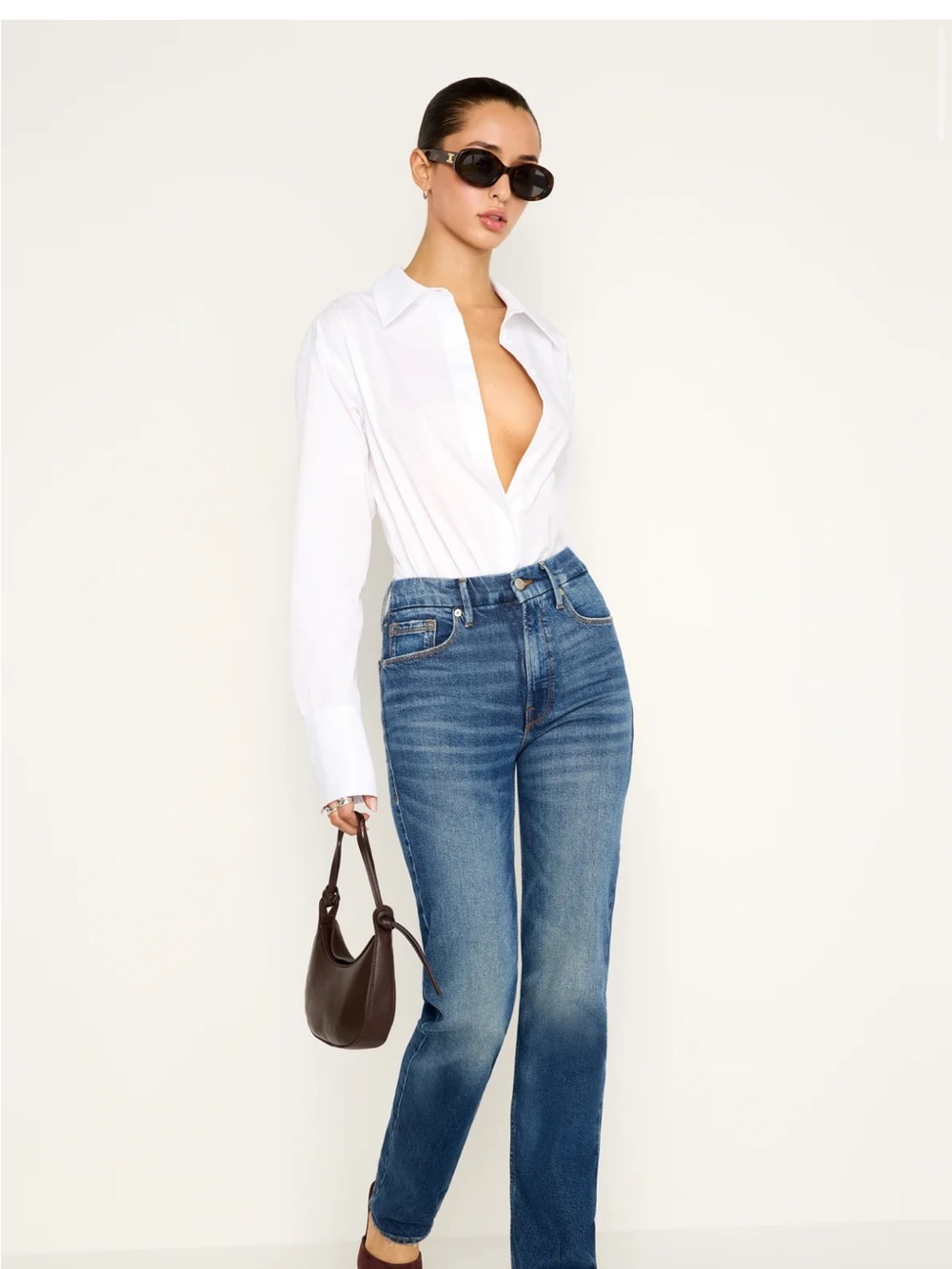 Good American High-Rise Straight Jeans in Blue Wash